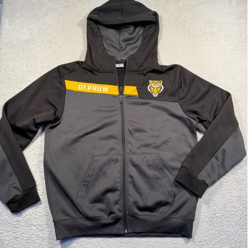 DePauw Tigers Youth XL Full Zip Hoodie Colosseum Black Gray‎ Jacket